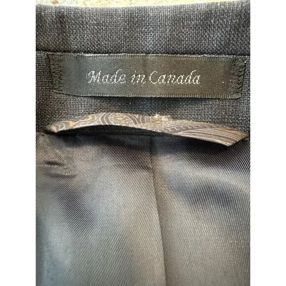 Lauren Ralph Lauren 100% Wool‎ Blazer Mens 46R Windowpane Blue Two Button Jacket